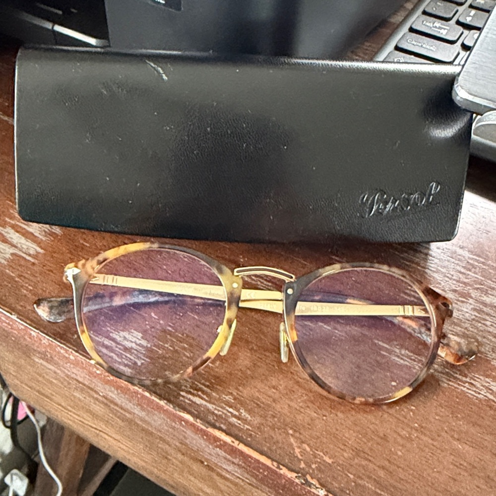 Persol 3248-v Caffe brown tortoise and gold metallic eyeglasses with case